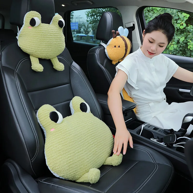 1pc Cartoon Animal Flower Bee Frog Waist Pillow Cute Car Seat Decoration Comfortable Soft Pillow