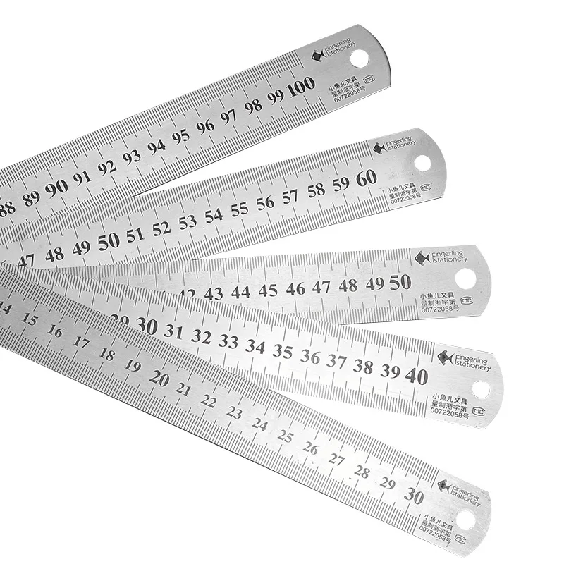 الفولاذ المقاوم للصدأ المعادن مسطرة مستقيمة الدقة مزدوجة الوجهين أداة قياس الدقة مقياس متري حاكم الملحقات 15-40 سنتيمتر