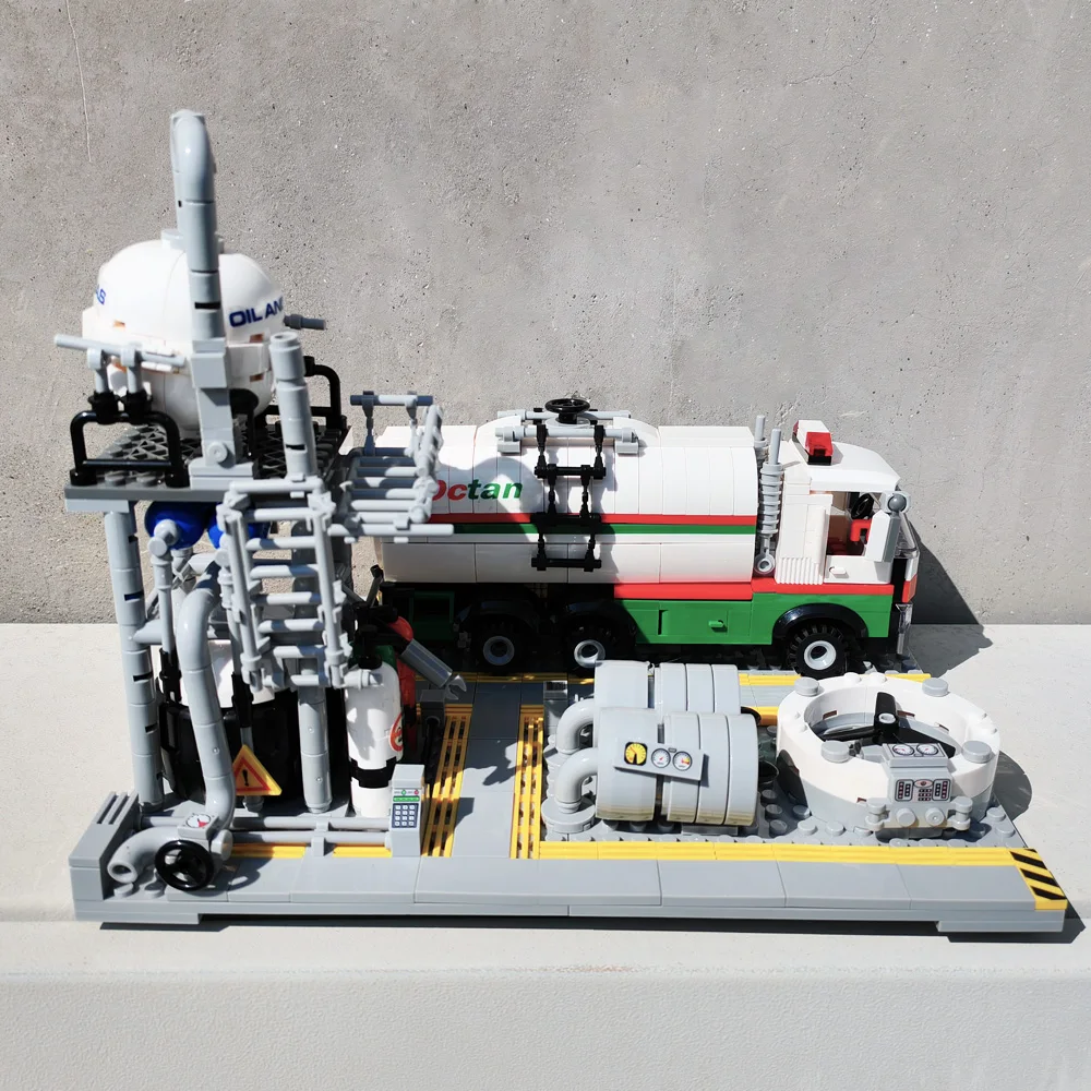 창의적인 천연 가스 운송 스테이션 스트리트 뷰 건축 MOC 빌딩 블록 벽돌 모델 장난감, 친구 선물, 721 개