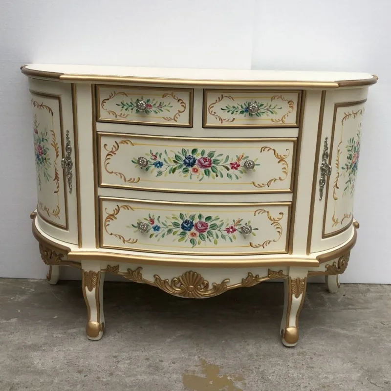 Painted dining side cabinet European-style villa mansion clubhouse foyer entrance chest