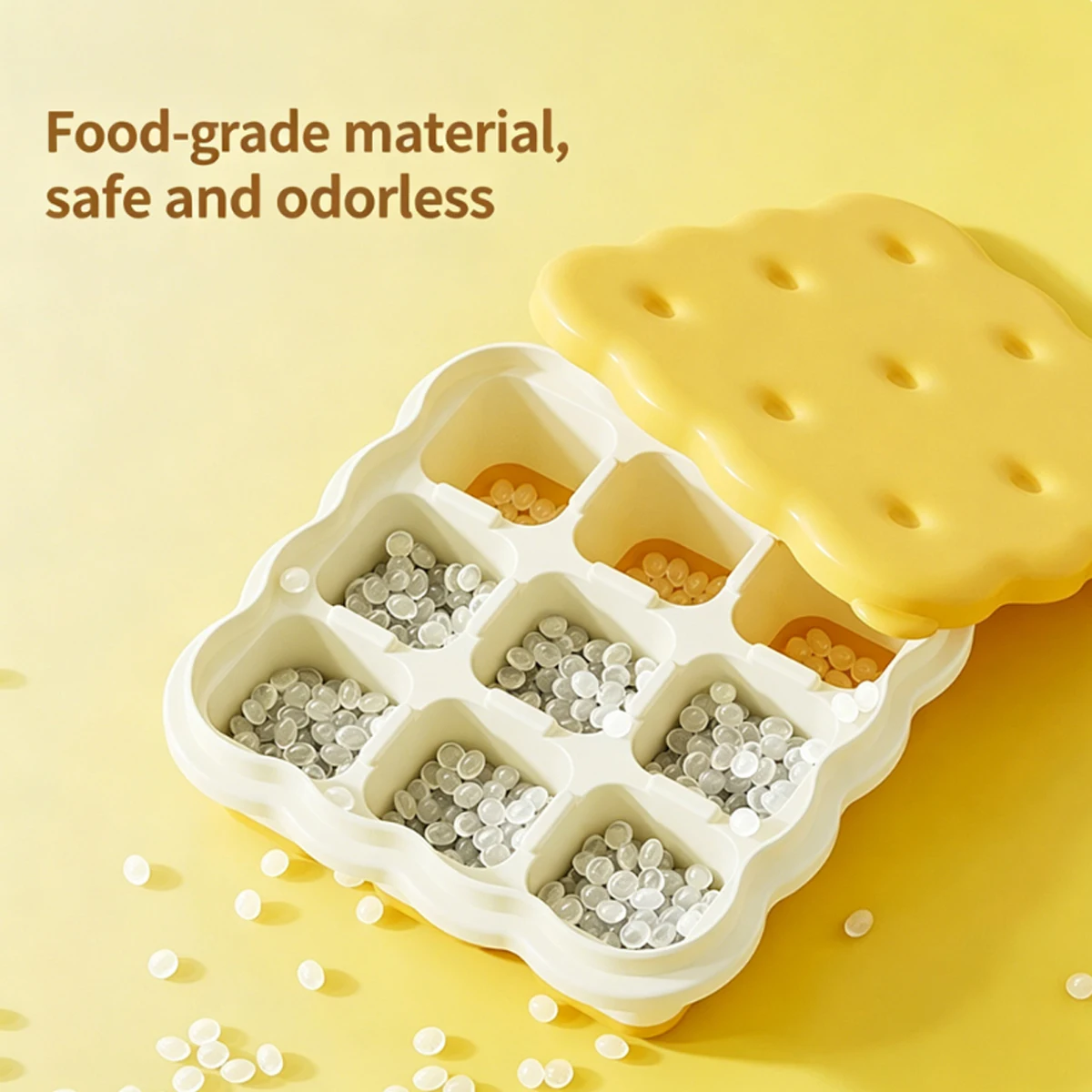 Creative cookie-shaped ice cube tray, one-second release, press mold, food-grade for home refrigerators, nine-compartment ice cube tray with lid. Homemade ice maker, no need to touch the ice with your hands, suitable f