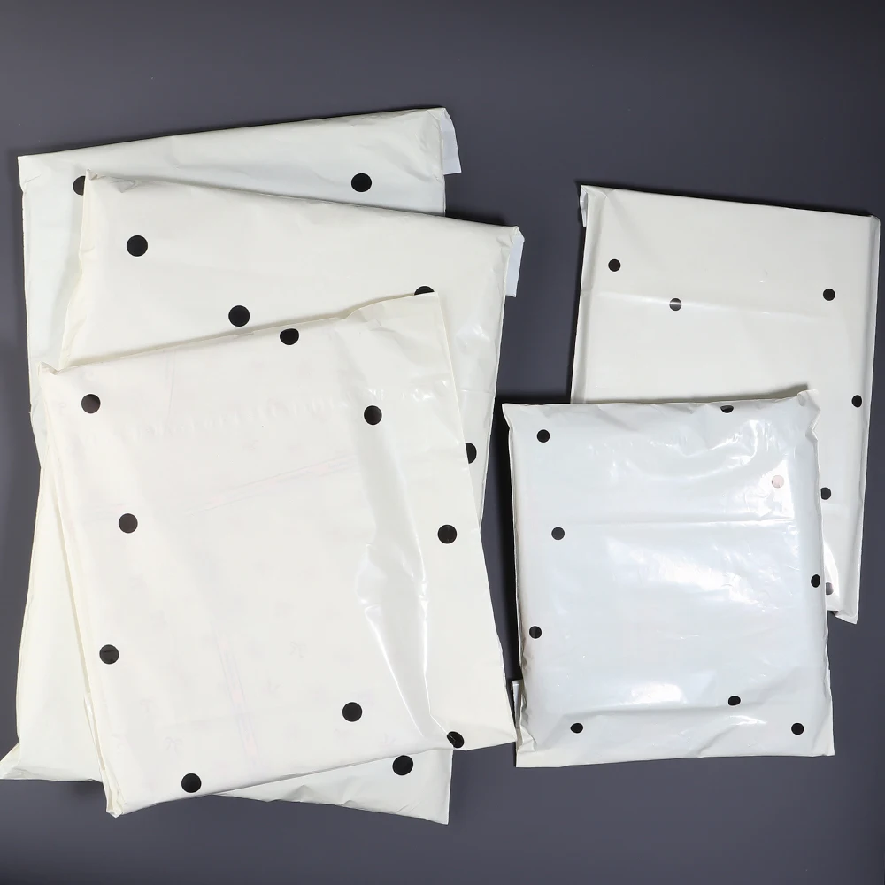 10pcs/lot Polka Dot Beige PE Self Adhesive Courier Bags Waterproof Shipping Mailing Bag for Packaging&Protect Goods