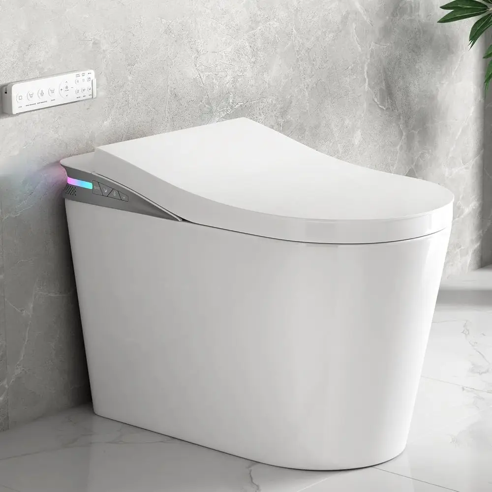 

Smart Toilet with Bidet Built in, Electric Bidets with Warm Water Sprayer and Air Dryer, Auto lush & Lid, ADA Height Elongated H