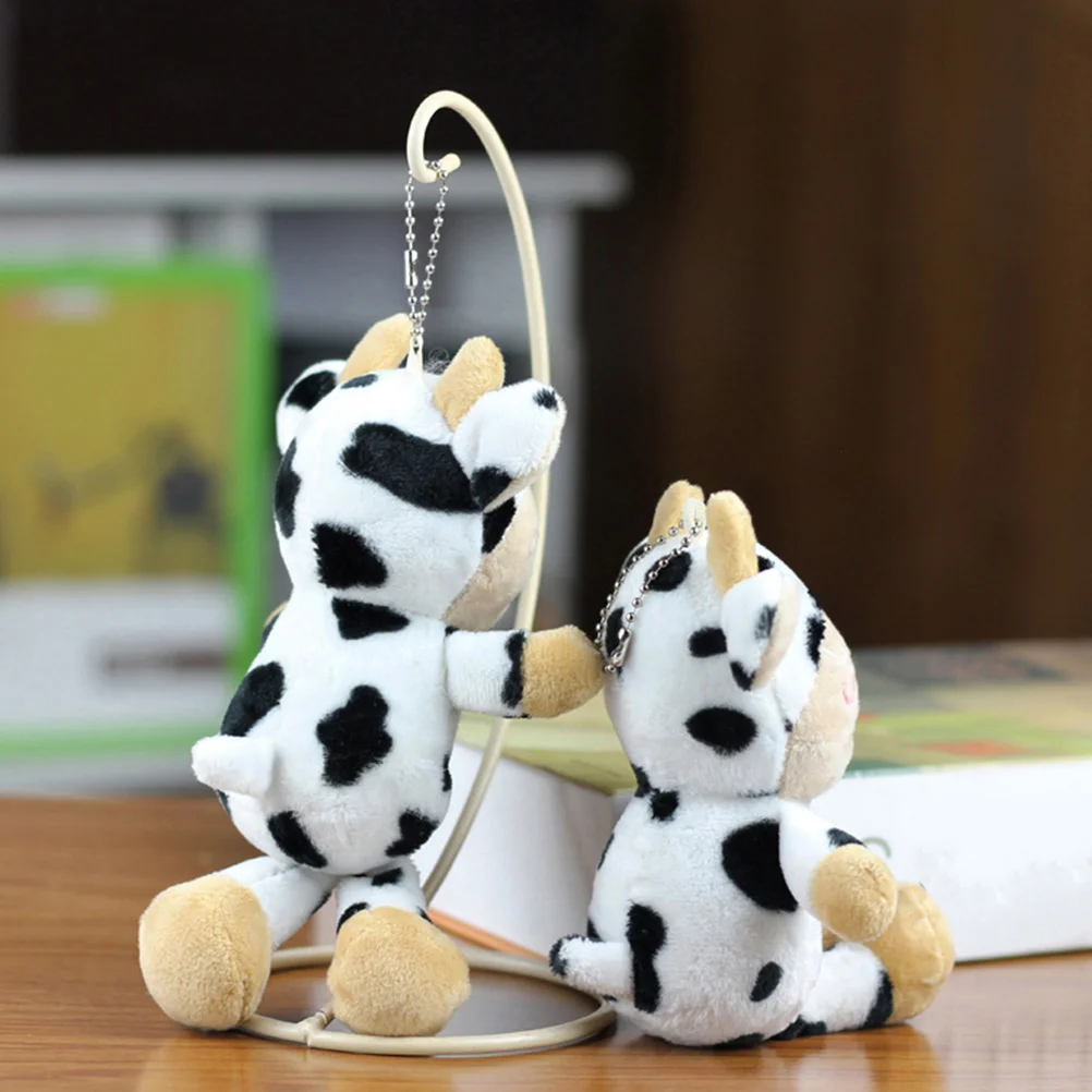 

2 Pcs Plush Cow Pendant Pendants Decorative Keychain Cute Stuffed Animal Keychains Locket