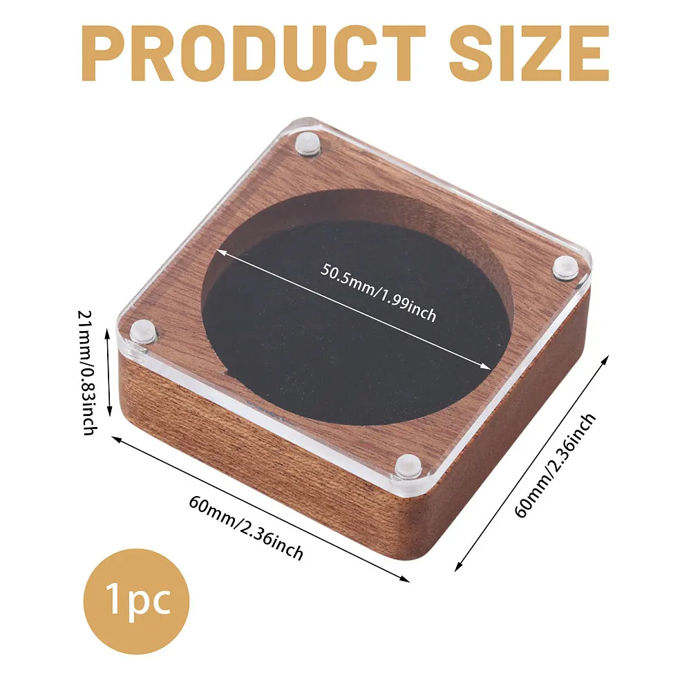 Wood Display Case Wood Display Box with Lid Presentation Box Storage Case for Engagement Birthday Inner Diameter: 1.98 inch