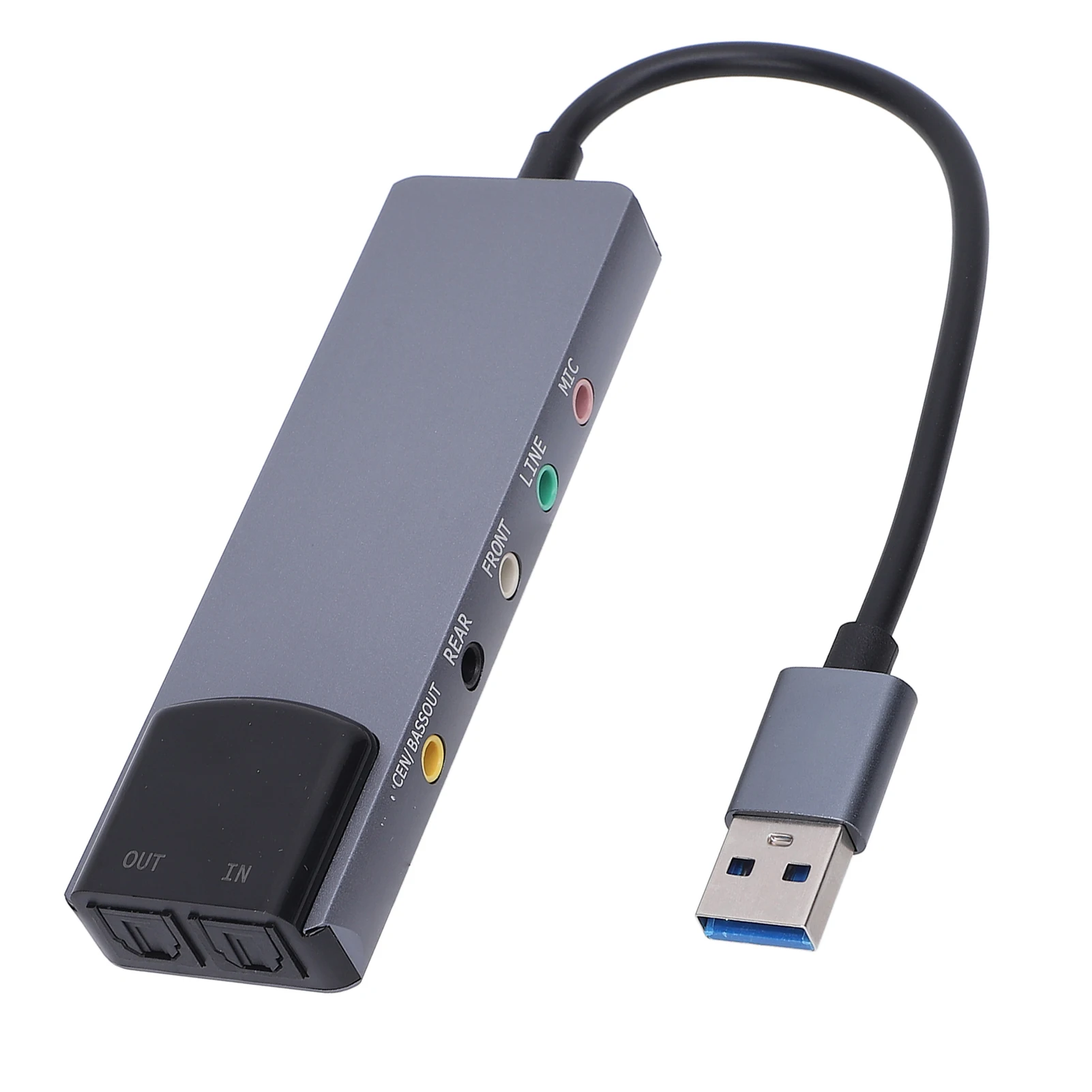 

6-in-1 USB External Optical Sound Card Multifunction Audio Converter Adapter for Notebook Aluminium Alloy Sound Card