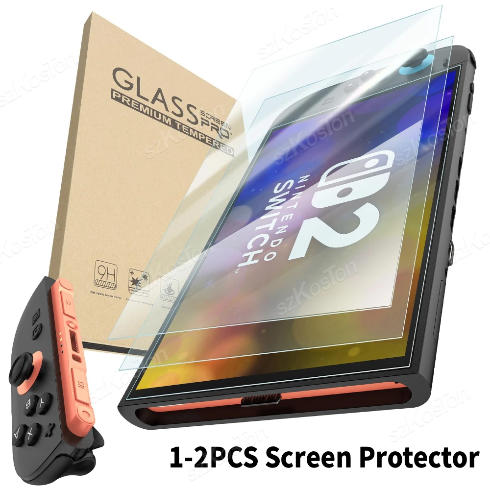 1-2PCS Tempered Glass for Switch 2 Screen Protector Anti-Scratch Transparent HD Protective Film for Switch 2 Games Accessories