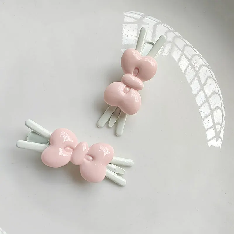Cute Bow Hair Clip 5 Colors Non-Slip Duckbill Clips Elegant Side Bang Clips for Girls Fashion Y2k Hair Accessories Tight Hold view 2