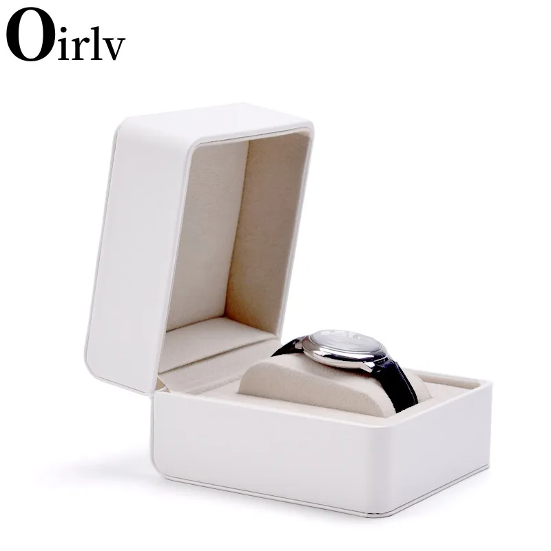 Oirlv Fashion PU Leather Wristwatch Display Case Organizer for Men and Women Black Single Watch Gift Box