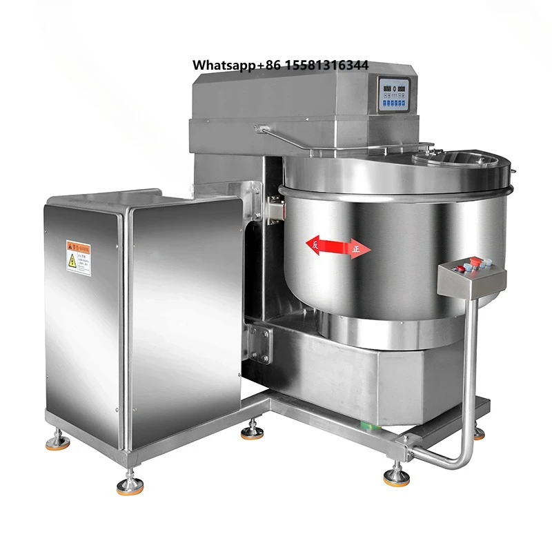 100kg 125kg Industrial Bread Spiral Dough Mixer Machine Bakery Equipment Flip Cylinder Flour Mixer Machine
