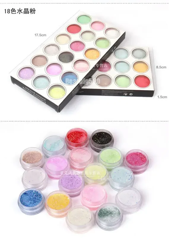 18 schönheit Nagel Gel Nail art Acryl Pulver Farben Set Bulider Cave Acryl Nagel Skulptur Für UV Gel Tipps Klar
