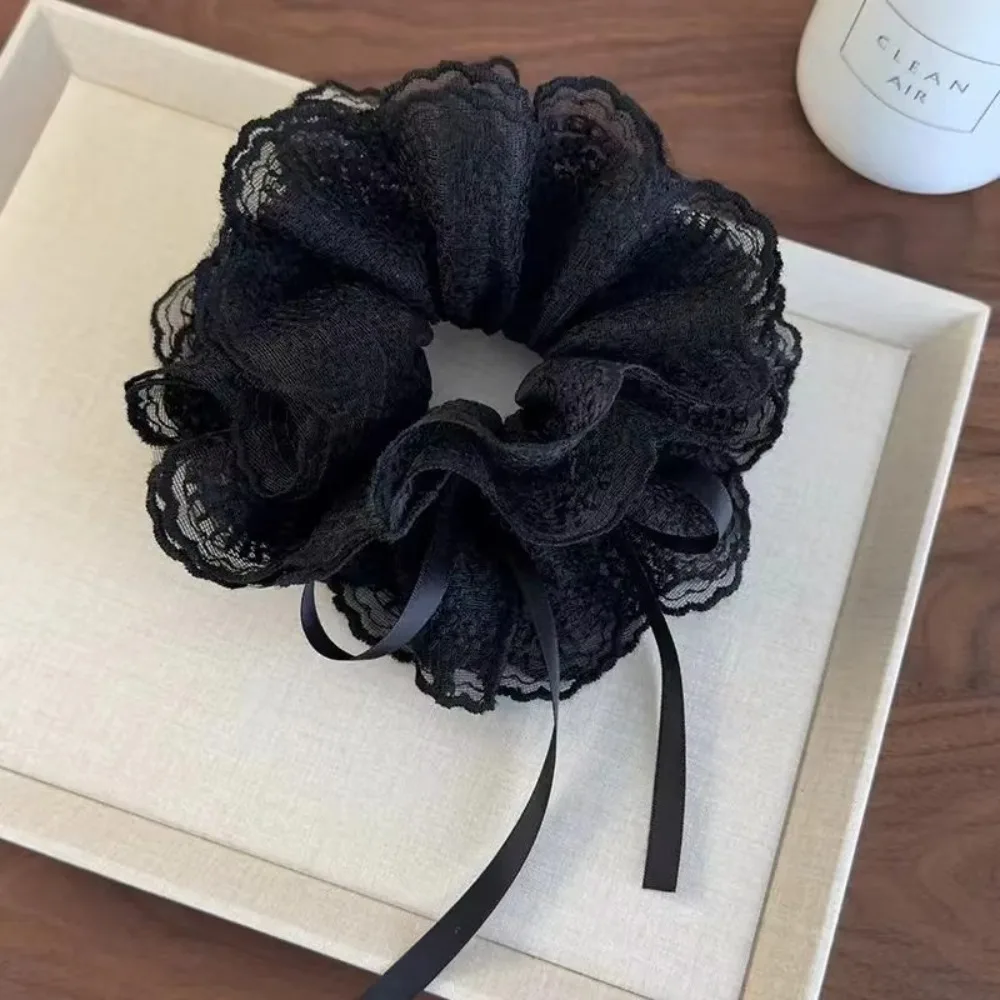 Sweet Lace Trim Lace Scrunchies Multi-Layer Elastic Ponytail Holder Hair Bands Women