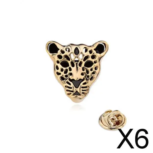 3-6pack 1pc Leopard Head Mens Shirt Collar Tip Stud Clip Lapel Pin Badge Brooch