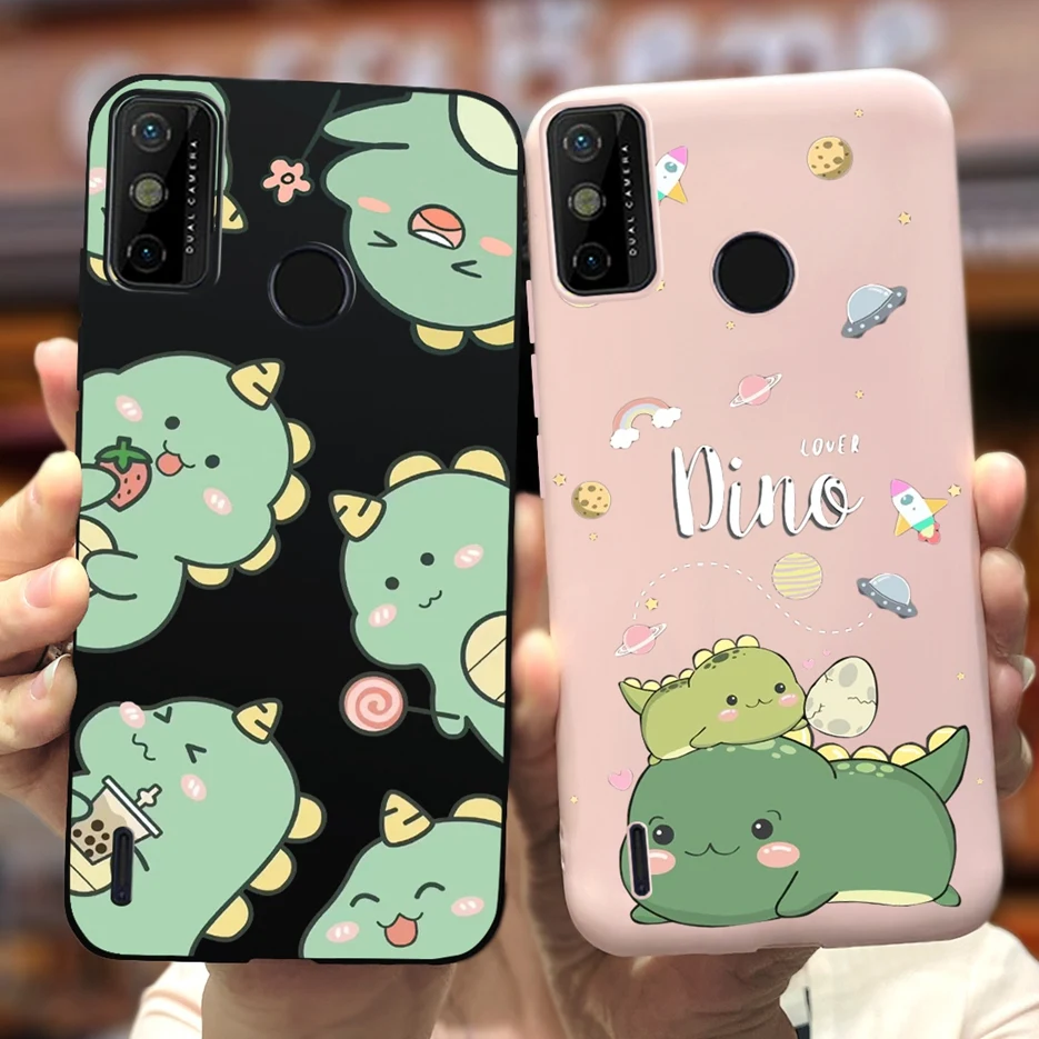 For Tecno Spark Go 2020 Case KE5S Cute Dinosaur Cartoon Cover Soft Silicone TPU Phone Case For Tecno Spark 6 Go KE5j KE5k Fundas