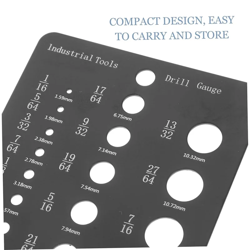 ABXF-Drill Bit Gauge 1/16 To 1/2 Inch 29-Hole Drill Bit Measuring Instrument Accurate Drill Hole Measurement Tool
