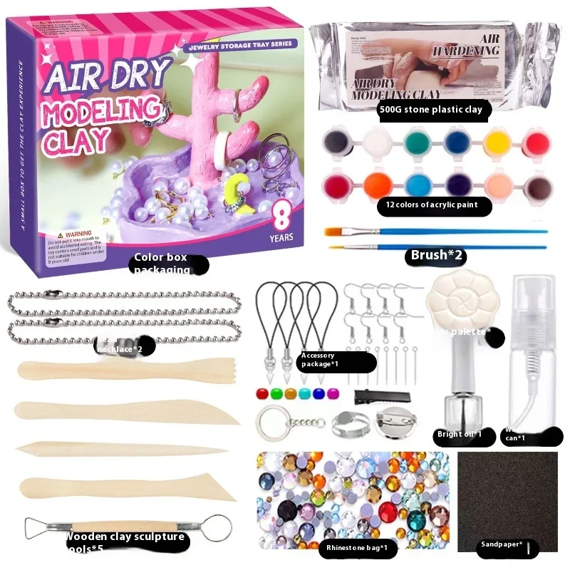 Stein Kunststoff Ton lufttrocknende Keramik Ton Schmuck Tablett DIY Werkzeug Zubehör Set Kinder Material Paket Handwerk