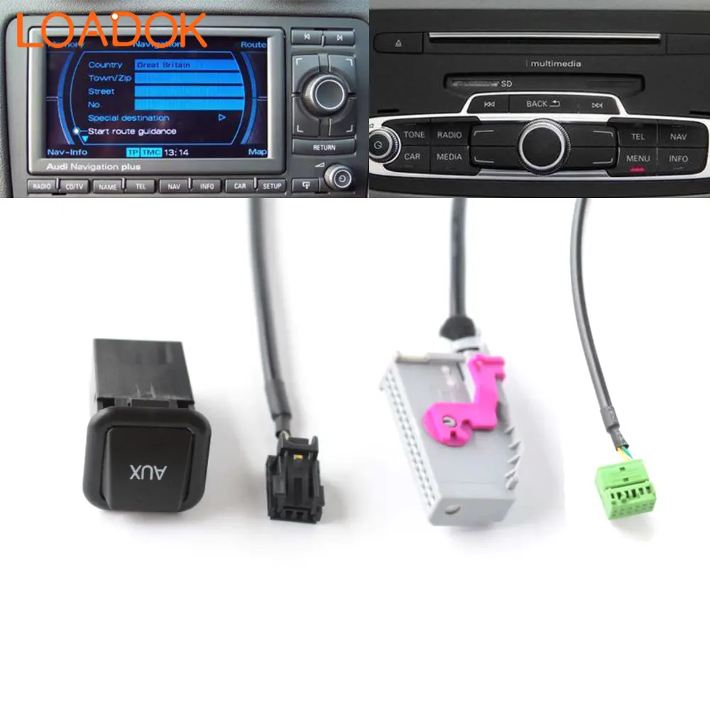 Car Radio Auxiliary Aux Input Socket 8J0035475 For Audi A1 A3 A4 A5 A6 Q3 Q5 A7 R8 RNS-E With MIB 682 200 877 866