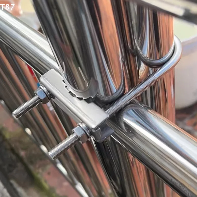 Para TV, CB, abrazadera de mástil de antena doble, bloque de mandíbula en V con pernos en U M6, Kit de soporte de montaje de mástil antioxidante de alta resistencia