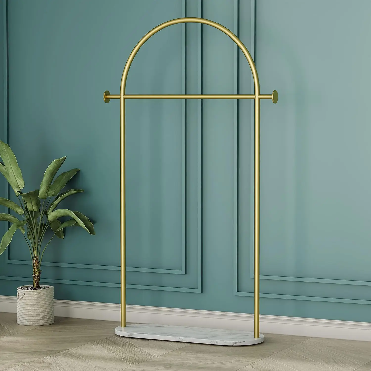 

Gold Clothing Rack,Modern Clothes Rack with Marble Base,Heavy-duty Coat Racks Freestanding for Boutiques,Can Hang Jacket Garment