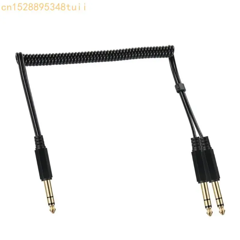 Y4QF 2x6.35 mm 1/4 "à 6,35 mm Microphones masculins Microphones Sound Converters Adapters Cable
