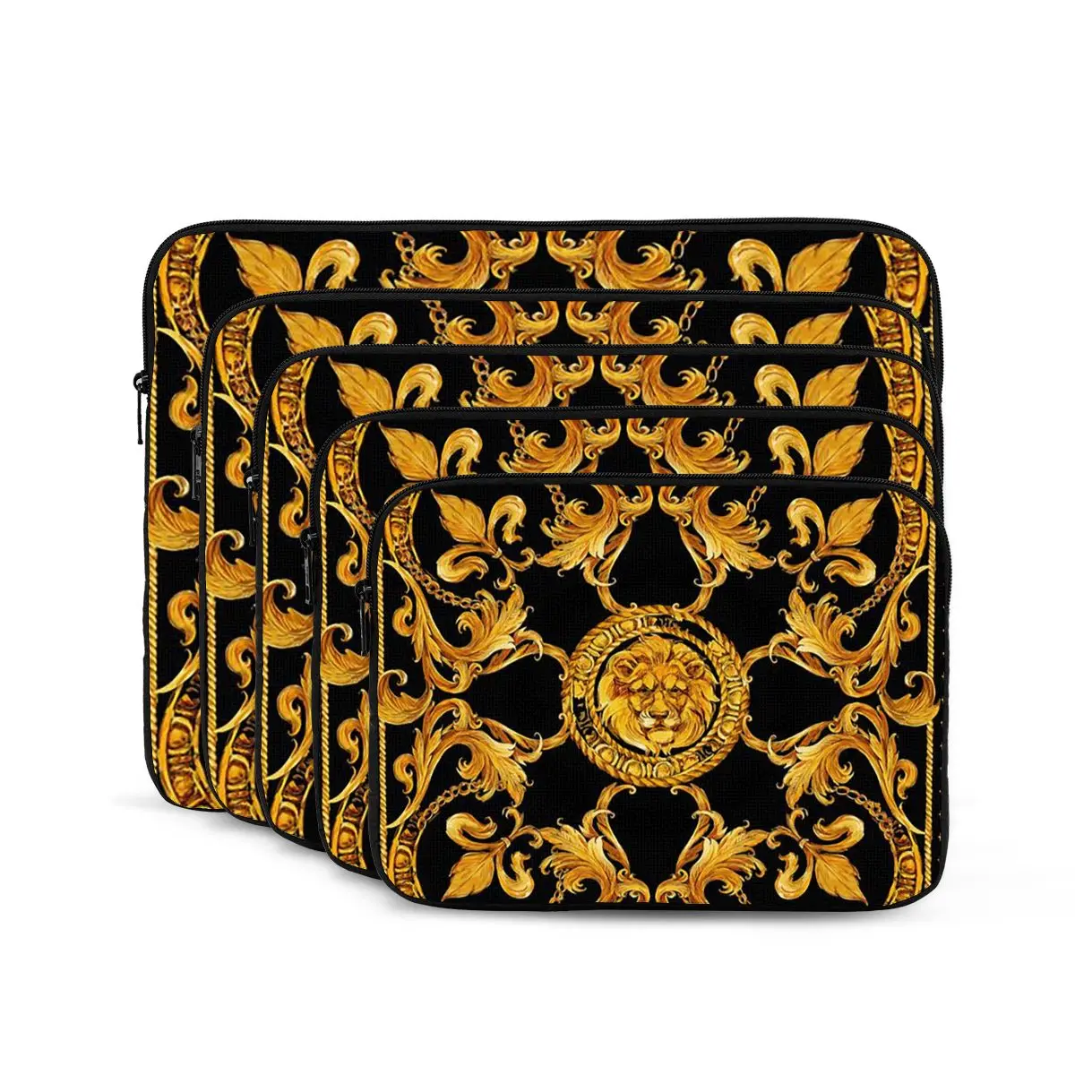 Golden Lion Baroque Pattern Notebook Laptop Bag Case Pouch 10 12 13 15 17 Inch Notebook  Tablet Shockproof Case Bag