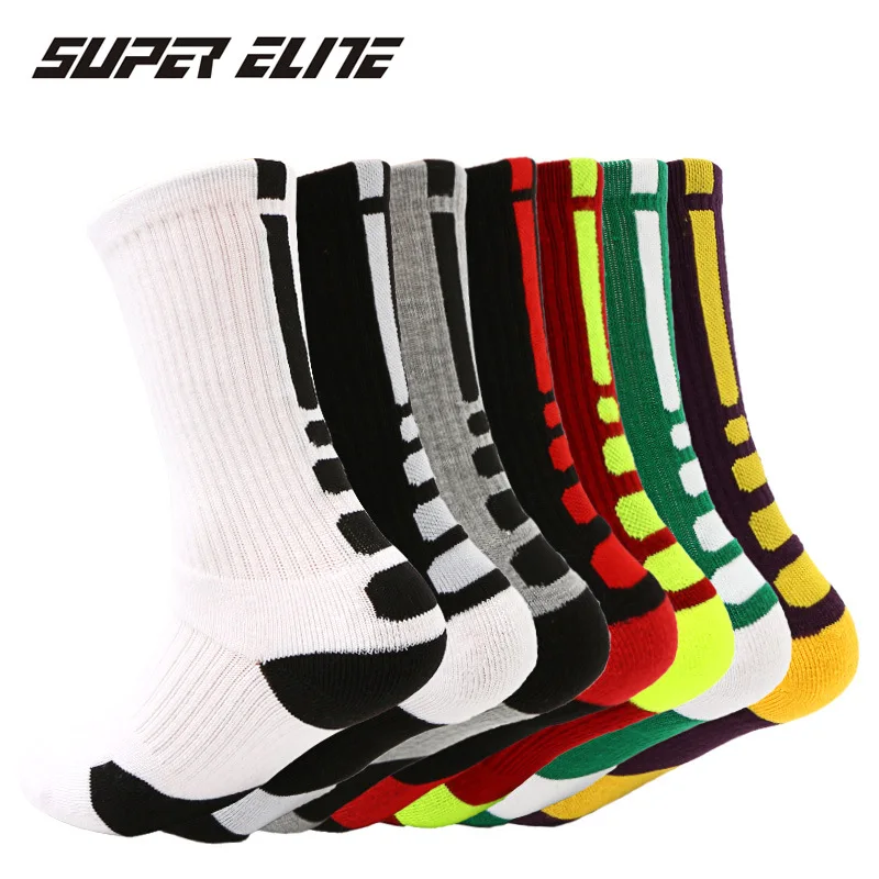 SUPER ELITE Men Crossfit Sport Sock Cycling Basketball Long Tube Champion Workout Sock New Mens Women Cushioned Good Run Running