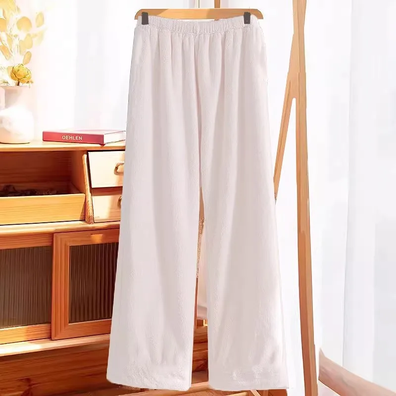 

Горячие пижамные штаны из кораллового флиса для девочек, осенние и зимние милые утепленные женские свободные теплые минималистичные модные домашние брюки допамина