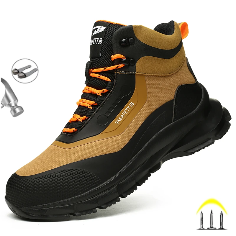 New Fashion 2024 Work Safety Boots Men Steel Toe Cap lightweight Indestructible Boots Anti-puncture Construction Male Sneakers