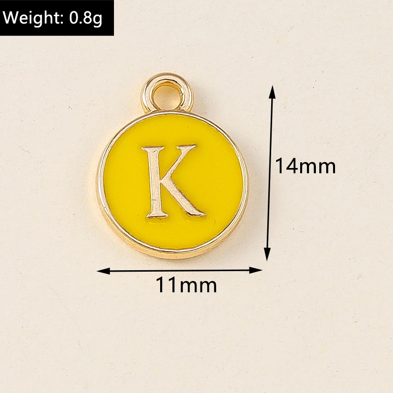 20 Stück 11x14mm Niedliche Gelbe Emaille-Alphabet-Anhänger mit 26 Buchstaben A-Z für Schmuckherstellung, DIY-Halsketten, Ohrringe und Accessoires ﻿ – Detail 1