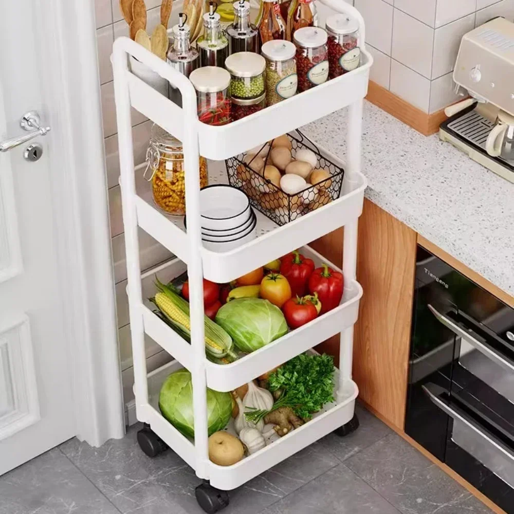 Mobile Storage Rack Trolley Kitchen Bathroom Bedroom Multi Storey Snacks Storage Rack with Wheels Organizer Home Accessories