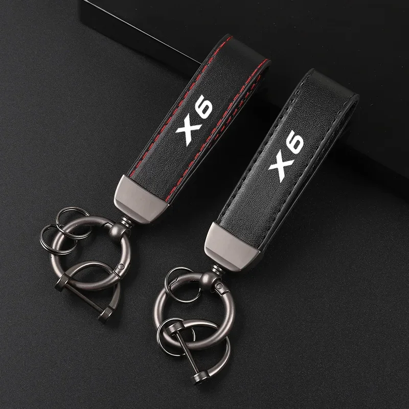 Deluxe Leather Keychain with Car Badge Keychain Pendant For BMW X6