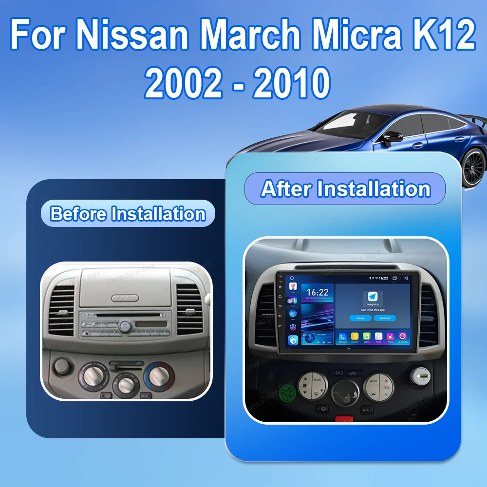 Car Radio Android 16 For Nissan March Micra K12 2002 -2010 Auto Multimedia Player Carplay Radio GPS Navigation Bluetooth WIFI+4G