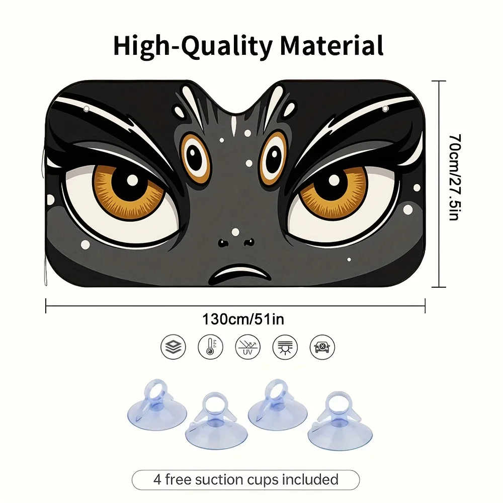 1pc Cat-Themed Sunshade For Featuring Four Suction Cups – For Easy To Install, Helps Maintain A Cool Temperature Inside The Vehi