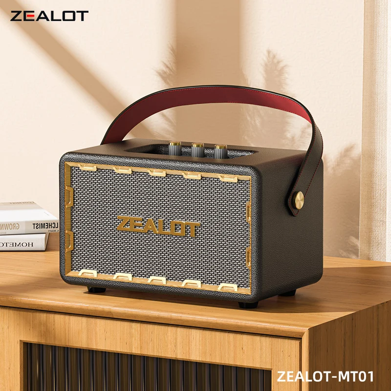 ZEALOT-MT01 60W Wooden 24000mAh Super Loud Bass Vintage Portable Bluetooth Speaker Retro with Handle for Outdoor Camping