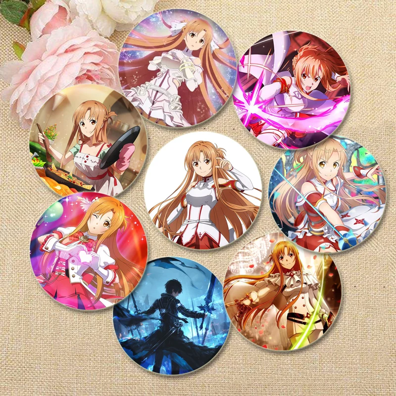 Anime Sword Art Online Brooches Kirigaya Kazuto Yūki Asuna/Yuuki Asuna Cartoon Badge Pins Cosplay Souvenir Toy Cute Fans Gifts