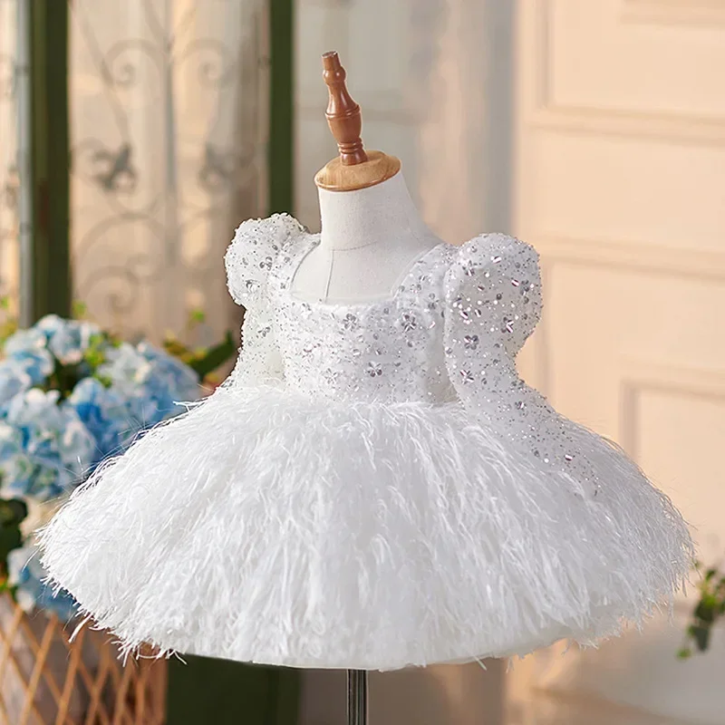 

2025 Bridesmaid Dress Flower Girls Princess Weddings Luxurious Hostess Costume Matching Children Kids Sequin Gown Outfit for Eid