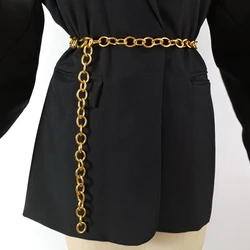 Fashion Gold Chain Belts For Women High Quaity Luxury Female Waist Punk Metal Corset Belt Girls Dress Adjustable Riem