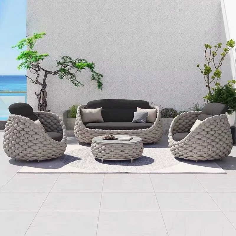 Modern Garden Furniture Aluminum Outdoor Sofa Luxury Woven Rope Garden Sets Hotel Outdoor Furniture Set