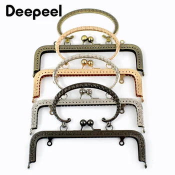 1/2/5 pçs deepeel 20cm saco de metal em relevo alças bolsa quadro beijo fecho bolsa feminina diy suportes de costura sacos tecidos acessórios