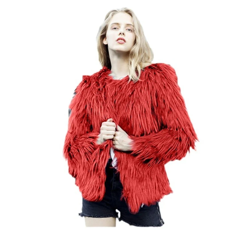 2025 Fashionable Faux Fur Coat Short Style Fluffy Large size Warm Velvet Texture Commute Elegant Urban Women's Outerwear