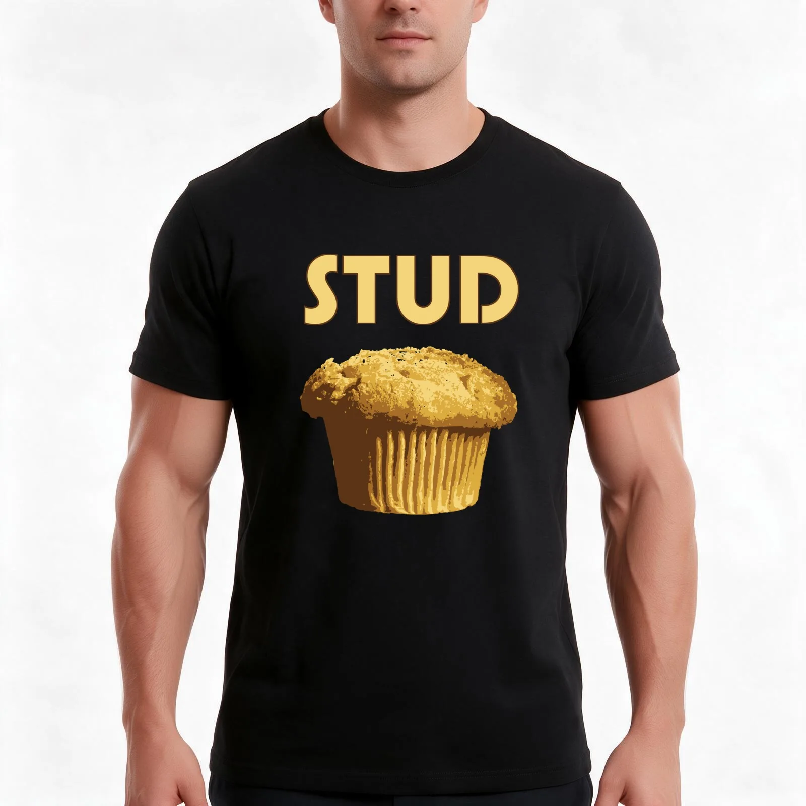 Stud Muffin T-Shirt, Summer Casual Cotton Tee, Oversized Streetwear Tops, Vintage Graphic Print, Loose Fit Short Sleeve