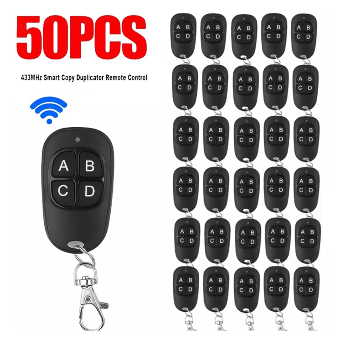 A69ZBG! 50pcs 433MHz Copy Remote Control Electric Garage Door Opener Remote Control Duplicator Clone Cloning Code Controller