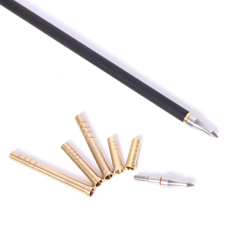 6 sztuk łucznictwo wstaw miedzi podłączyć do średnicy 6.2mm strzałka wał 37/50/100/150/200sGrain akcesoria myśliwskie