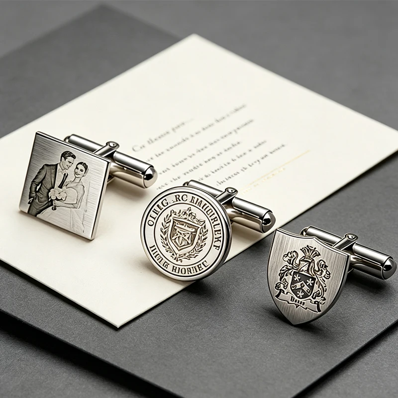Custom Photo Stainless Steel Cufflinks Personalized Picture Cuff Links Men Wedding Groom Groomsmen Jewelry Custom Image Gift