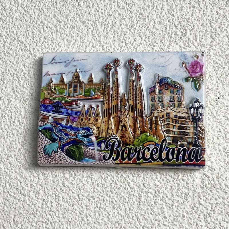 

3D Resin Barcelona Magnet - Spain Cultural Heritage, Iconic Architecture, Souvenir for Travel Enthusiasts