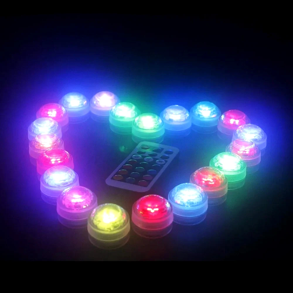 

Battery Operated 3 LED Underwater Lights Remote 13 Colors Submersible Light RGB Tea Lamp for Weeding Xmas Valentine's Day Party