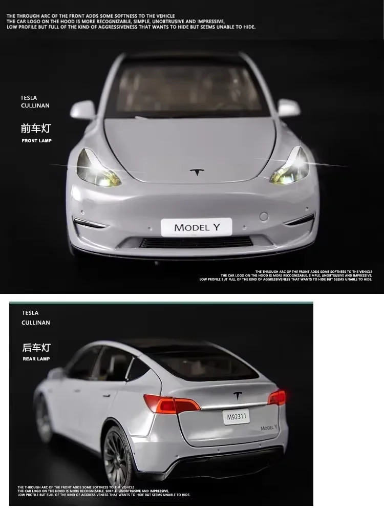 1:24  Model Y Model 3 Model S Metal Alloy Diecast Toy Car Model Sound And Light Children\'s Toy Collectibles Birthday Gifts