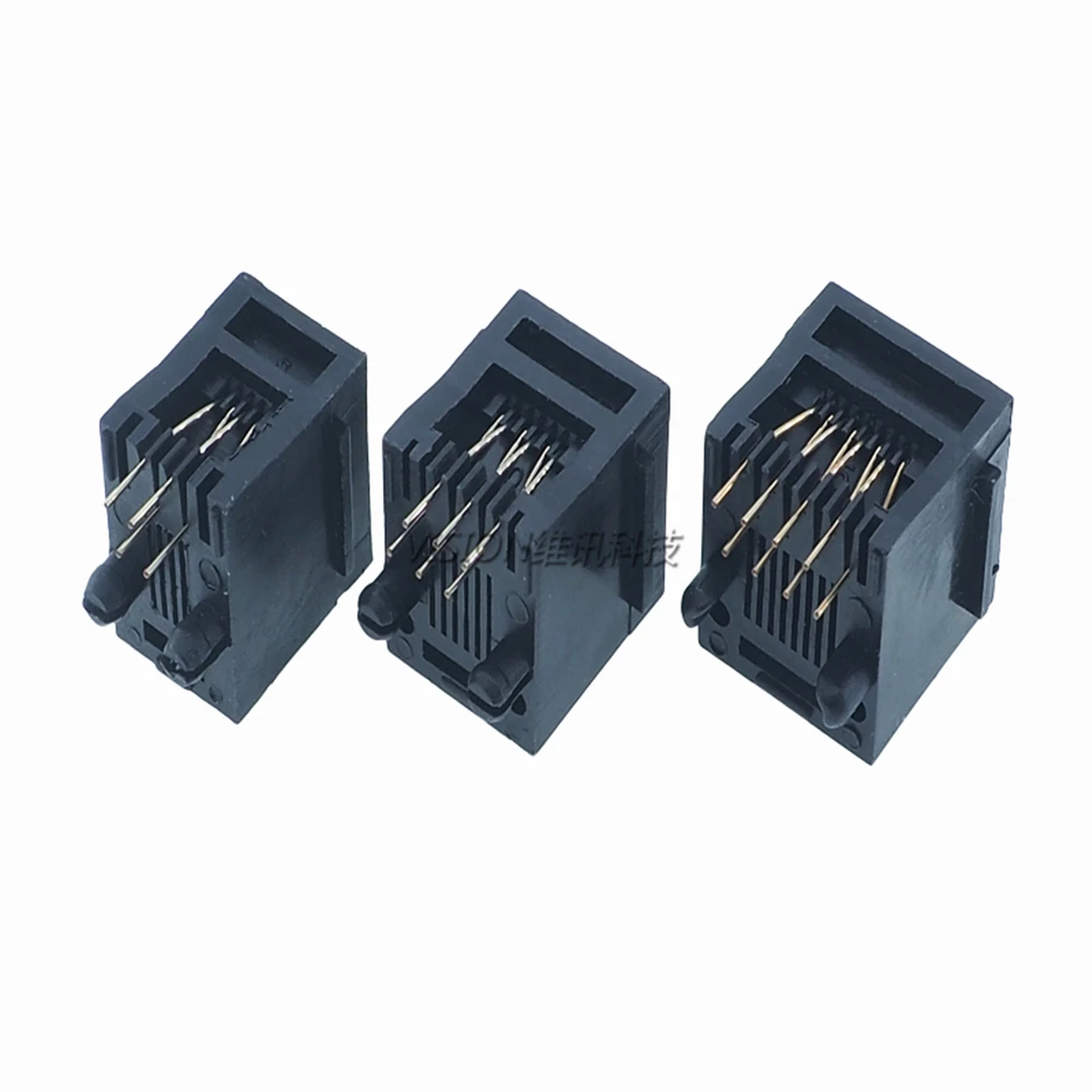 10PCS  RJ11 Crystal Head Female Seat Black  95001  52-4P4C 6P6C 8P8C  180 Degree