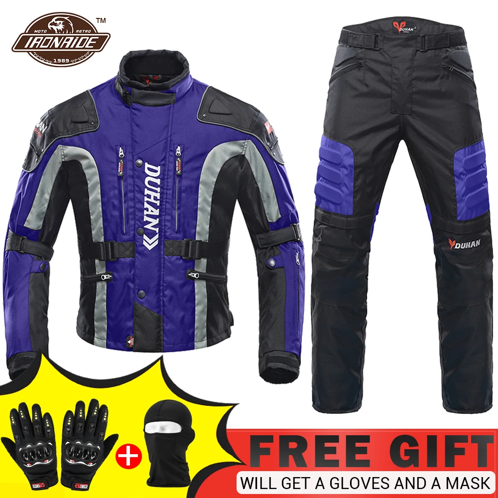 DUHAN Schwarz Motorrad Jacke Motorrad Hosen Männer Motocross Racing Jacke Körper Rüstung Mit Moto Protector Moto Kleidung 4