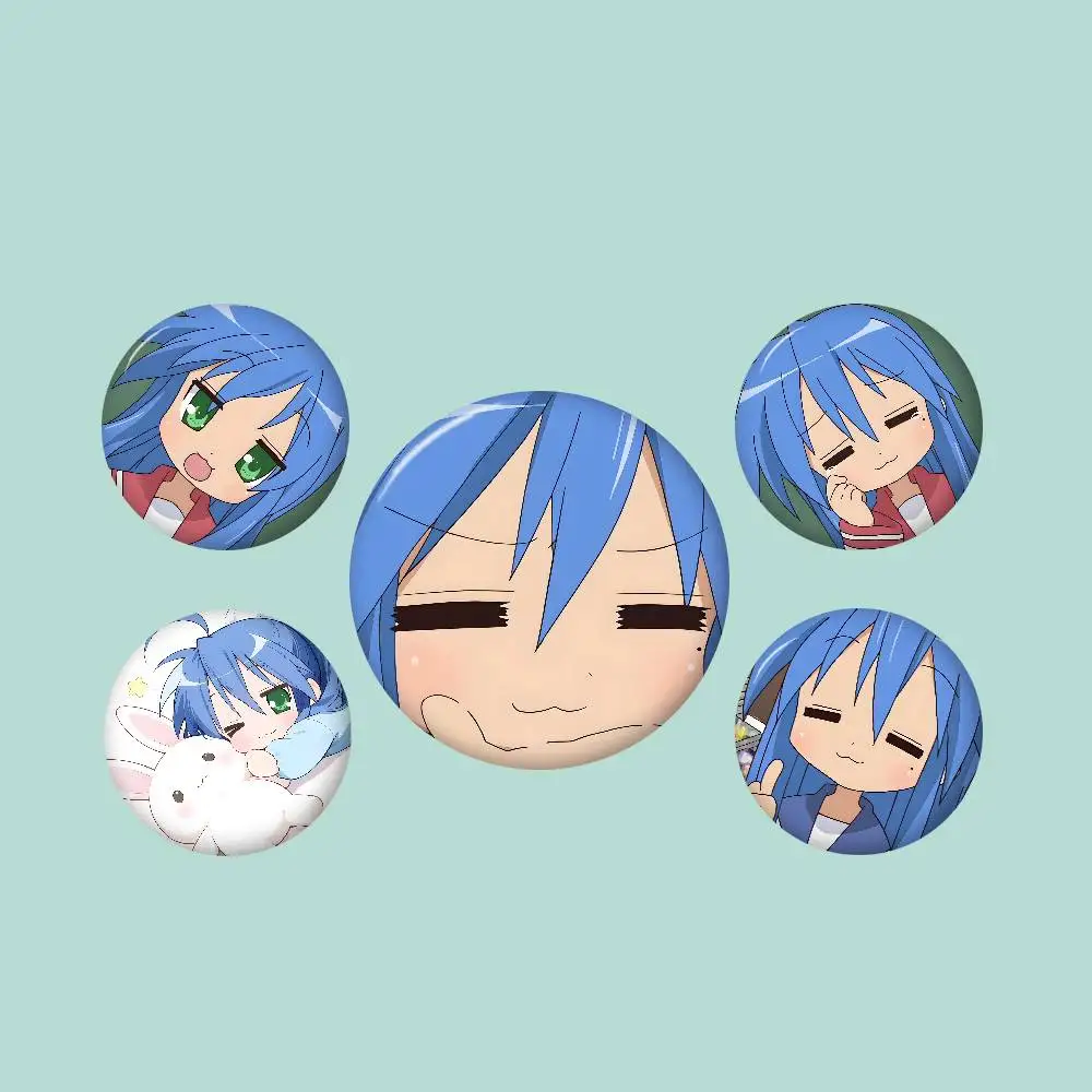 Slice Of Life Anime L-Lucky S-Star Anime Button Pin Handmade Brooch for Clothes Badge Backpack Decoration Jewelry Accessories